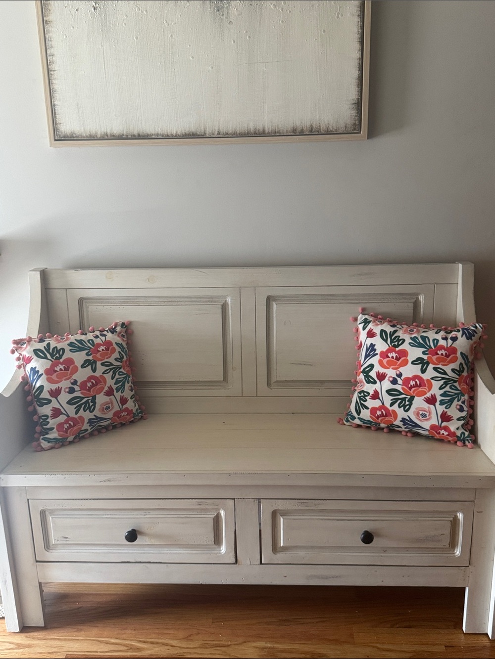 Floral Pom-Pom Throw Pillow Pair